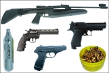 √ pneumatics, training pistols and ammunition, accessories