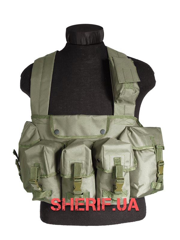 Vest MIL-TEC chest unloading (6 karm.) Olive