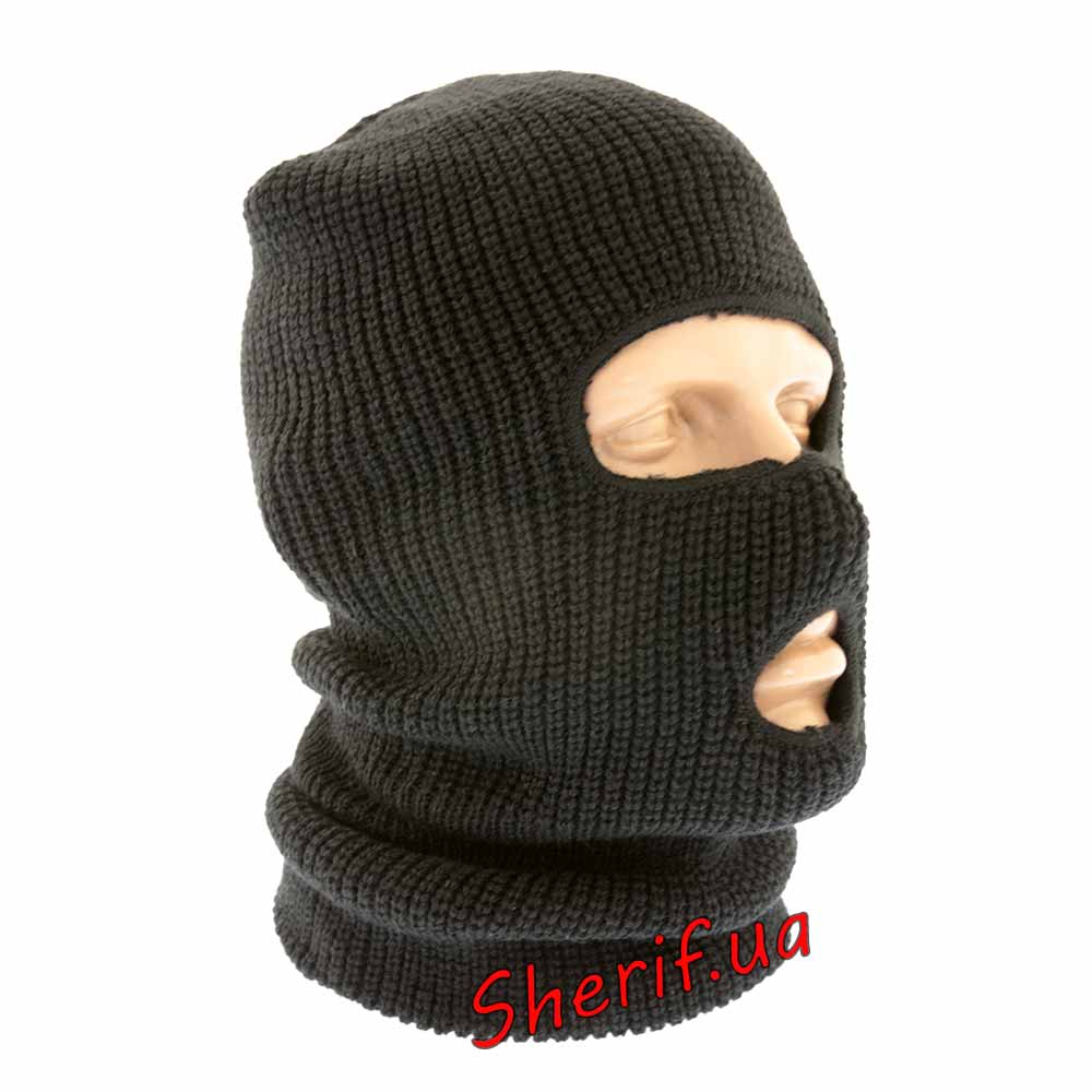 Winter balaclava 2 holes. black