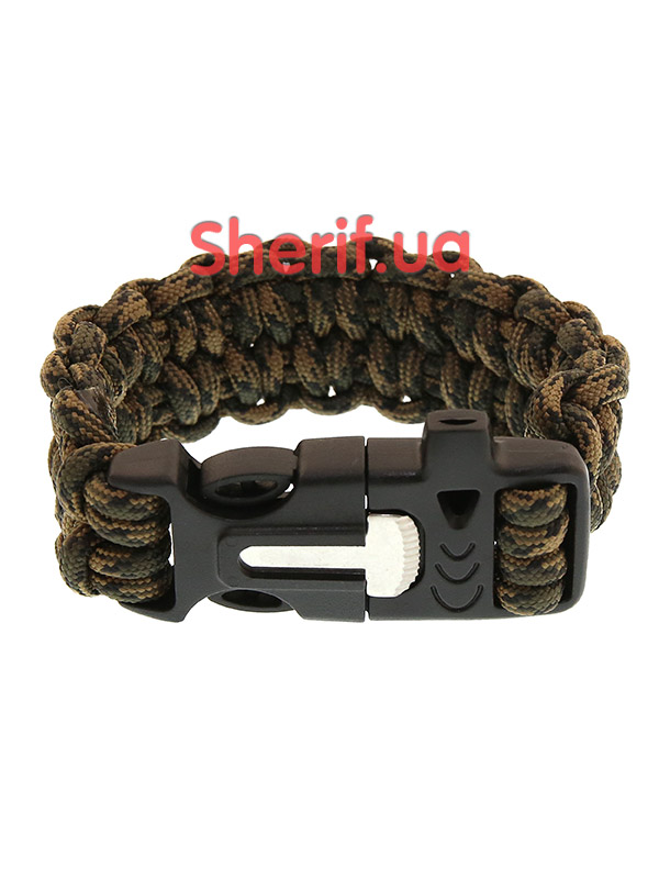 Survival bracelet with a whistle and flint weaving "Loops"