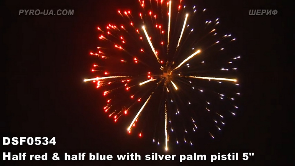 DSF0534 Half red & half blue with silver palm pistil