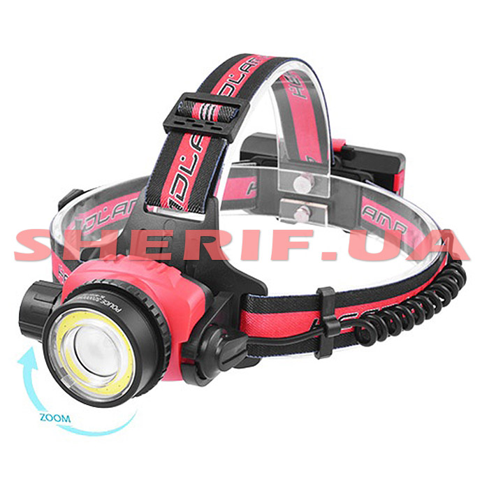 Фонарь на лоб Police BL-WT01-T6+COB, signal light, 2x18650, ЗУ micro USB, zoom