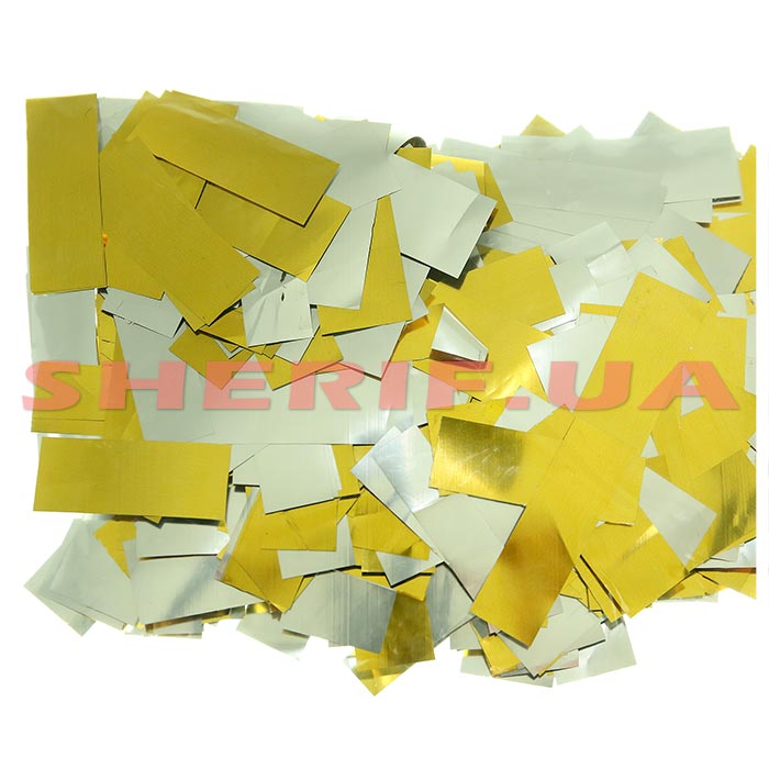 Конфетти-метафан Gold/Silver (цв.золотосеребро, metall, 2x6,5см) 0,5кг