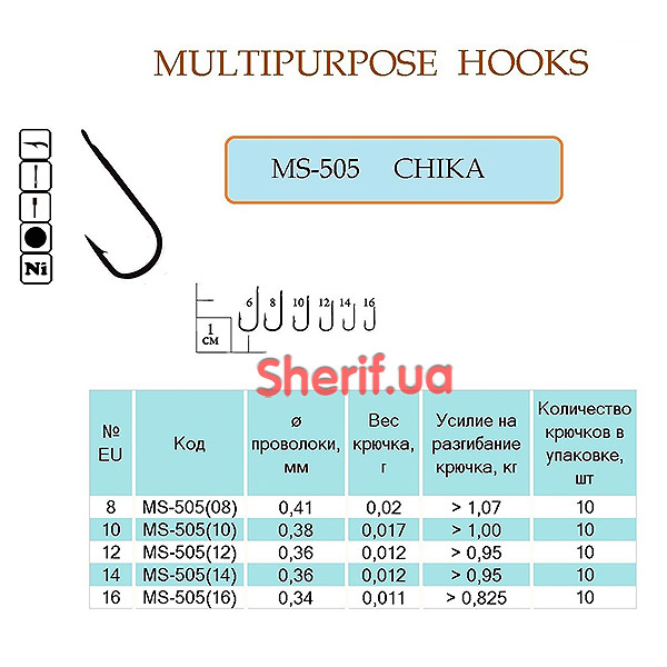 Hook CHIKA #10 (Flatted, N) 10 pcs.