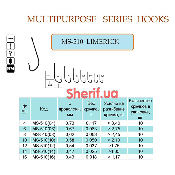 Hook LIMERICK #6 (Ring, BN) 10pcs.