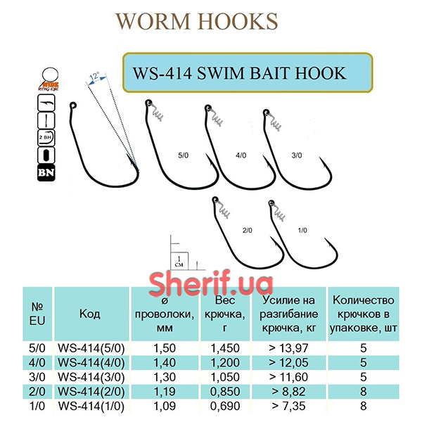 Swim Bait Hook #1/0 (BN) 8 pcs.