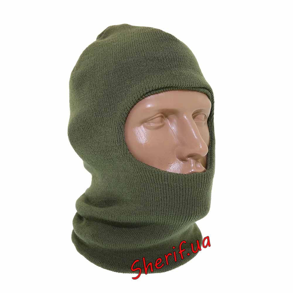 Knitted balaclava mask, double Olive