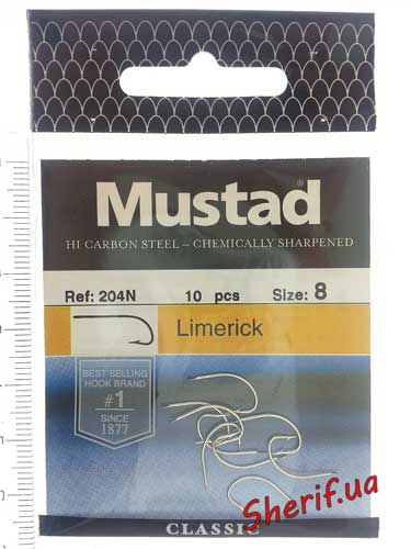 Гачки Mustad № 8 Ref.204N Limerick