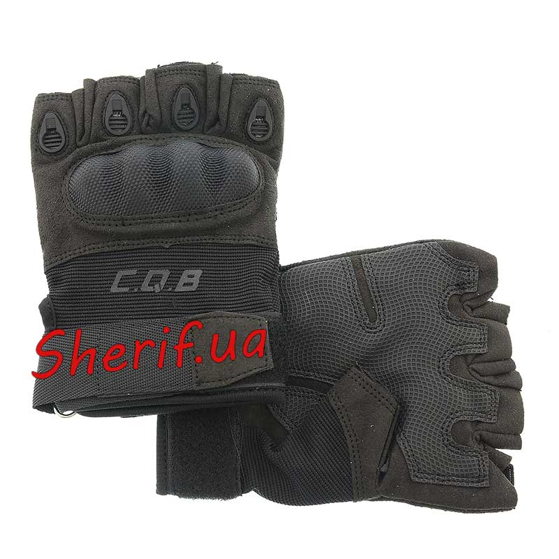 Рукавички CQB HF + плас. кісток. Black