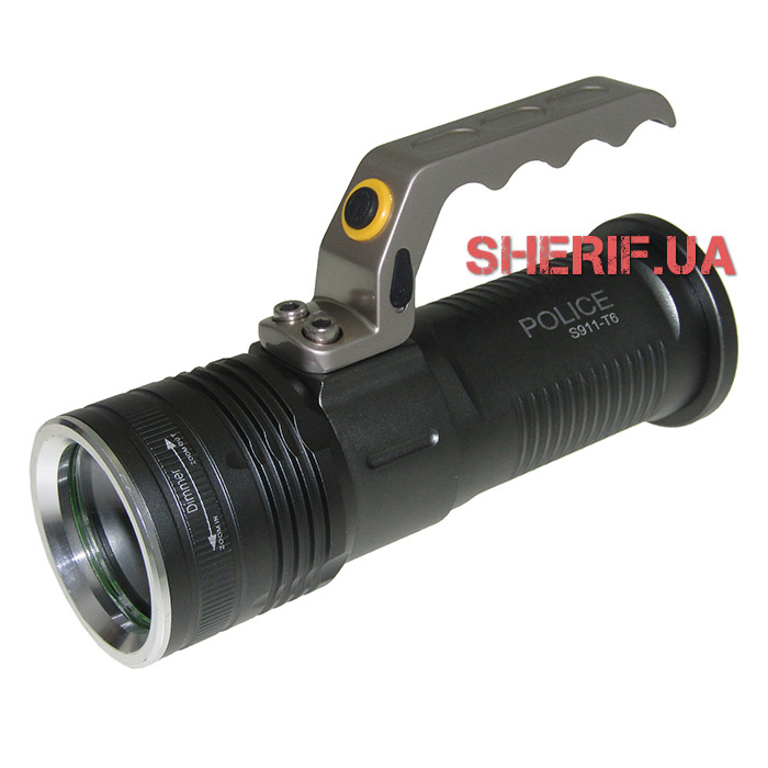 Flashlight portable Police S911-T6, 2x18650, charger 220V/12V, zoom, BOX