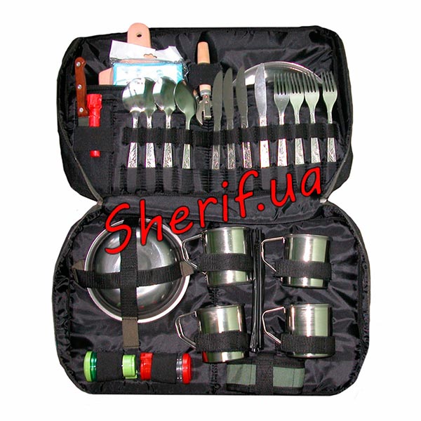 Picnic bag (a set of dishes for 4 persons) stainless steel