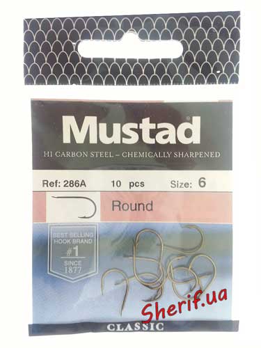Крючки Mustad № 6 Ref.286A Round