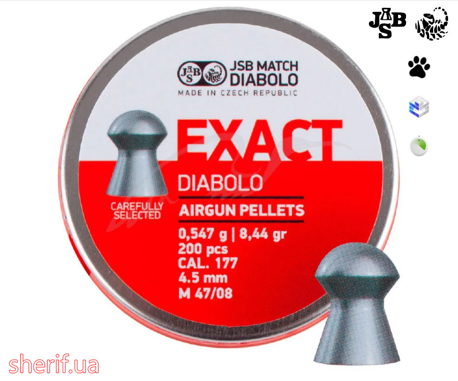 Air bullets JSB Diabolo Exact. Cal. 4.5 mm. Weight - 0.54 g. 200 pcs/pack