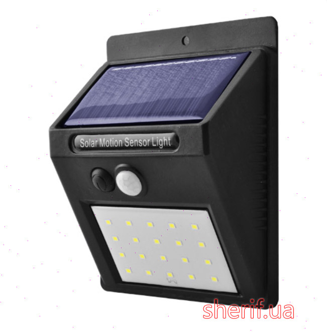 Wall street lamp 6009-20SMD, 1x18650, PIR+CDS, solar battery