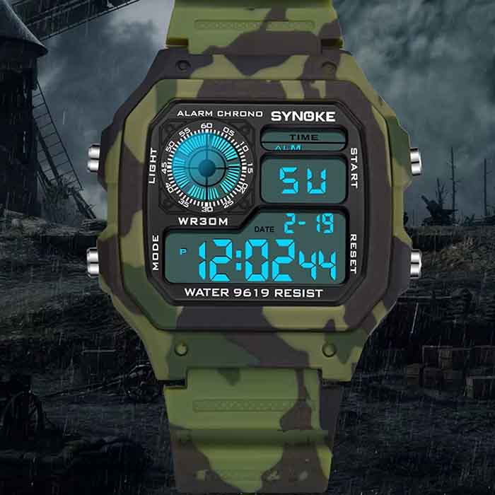 Годинник наручний SYNOKE 9619 green Outdoor Military Digital Watch