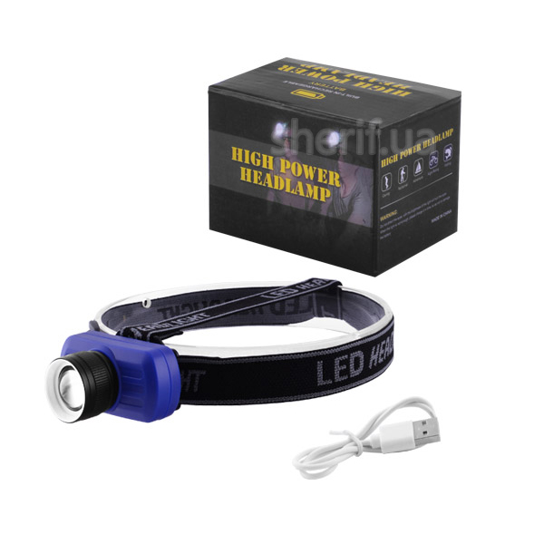 Ліхтар налобний 873-XPE, ЗУ micro USB, вбудований акумулятор, zoom