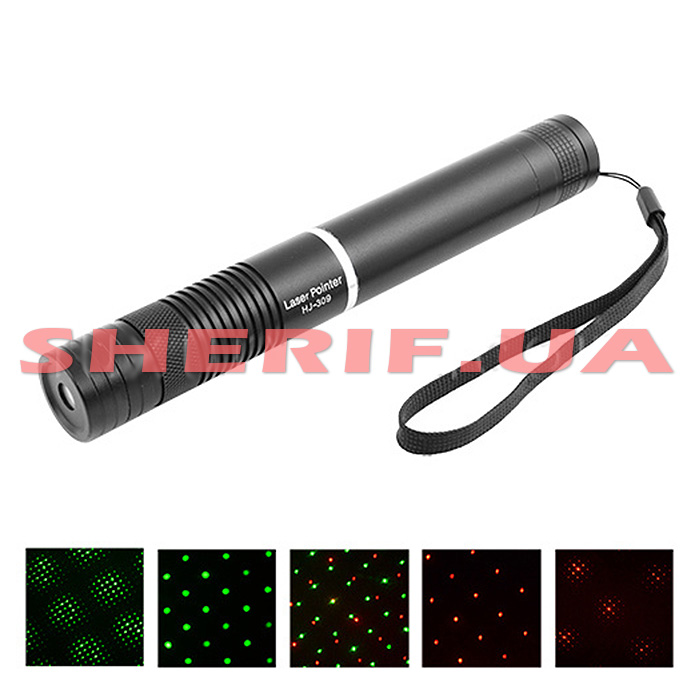 Ліхтар-лазер зелений + червоний HJ-309, 4 режими, 1x18650, ЗУ 220V