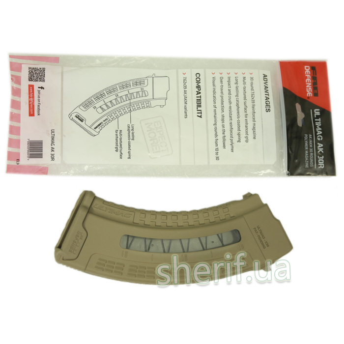 Shop FAB Defense Ultimag AK 30R Tan cal. 7.62x39 with a window. Kolіr - pіsochny