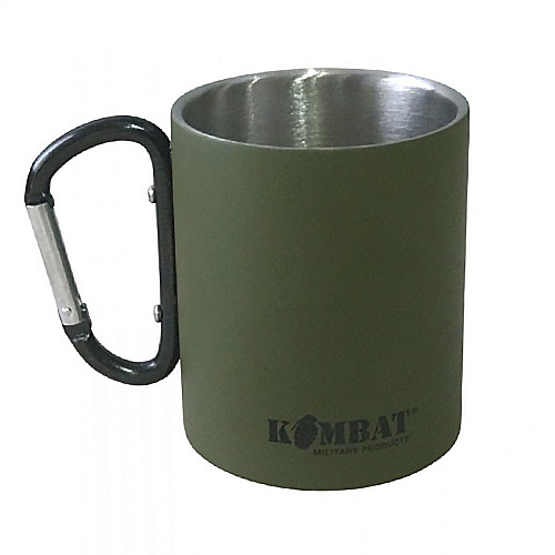 Кружка KOMBAT UK Carabiner Mug Stainless Steel олива