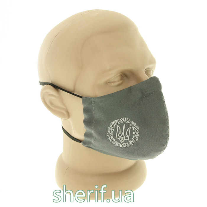 Reusable mask Gray (trident with monogram 4 cm) with 10 filters model 4.28