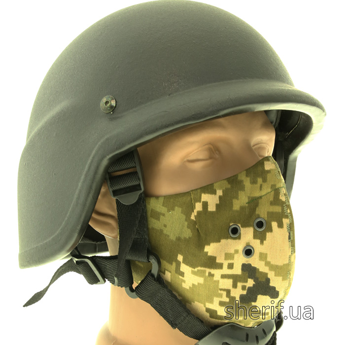 Маска багаторазова Pixel модель 2.03 з п'ятьма тришаровими фільтрами, люверсами та фіксатором на носі