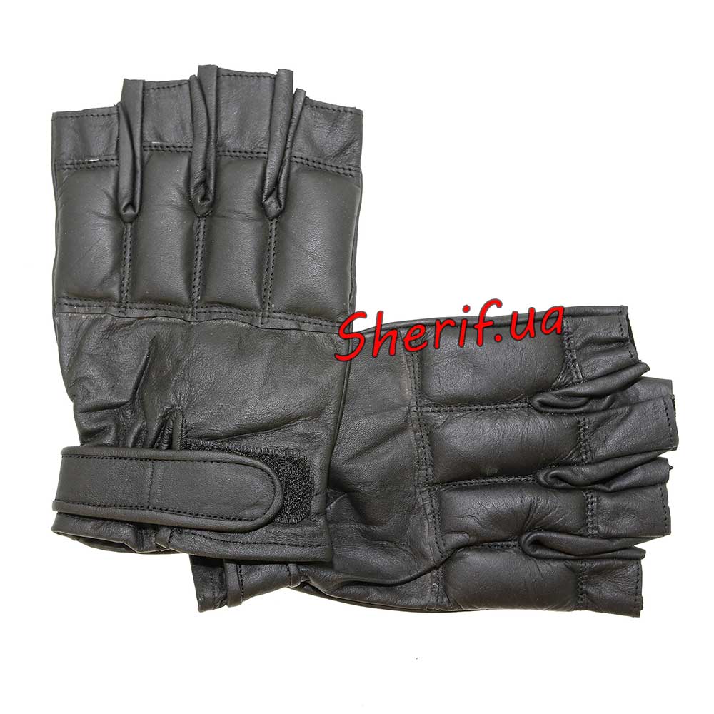 MIL-TEC leather fingerless gloves DEFENDER Black