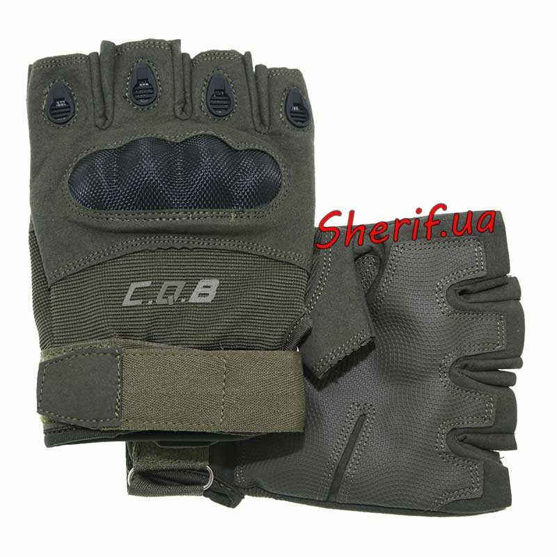 Рукавички тактичні б/п CQB HF + пл.кіст. Olive