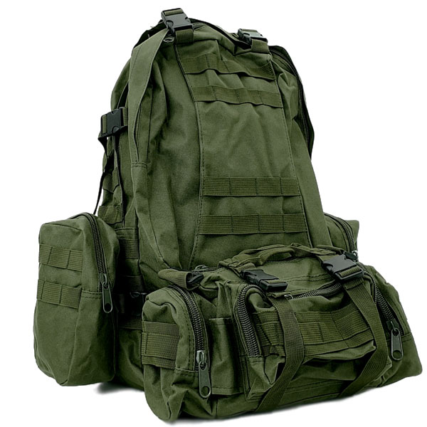 Large backpack with pouches Olive, 55 l