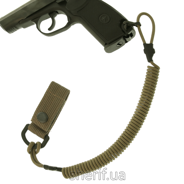 Страхувальний шнур з карабіном та кріпленням на пояс Койот