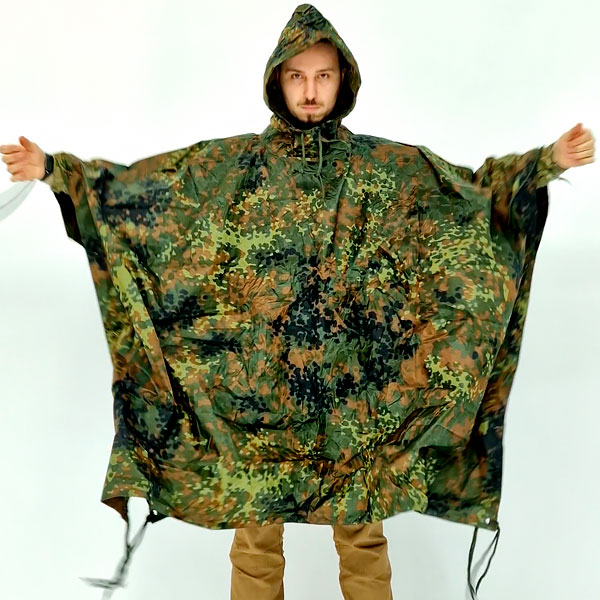 MIL-TEC Rip-Stop Waterproof Poncho Flecktarn