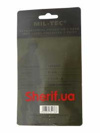 Шнурки MIL-TEK Black 220см 2 пары, 12912402-2
