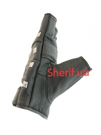 15504 Перчатки Max Fuchs Кожаные без пальцев с заклепками Делюкс, Black-3