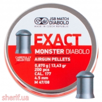 Pneumatic bullets JSB Diabolo Exact Monster. Cal. 4.52 mm. Weight - 0.87 g. 200 pcs/pack