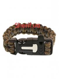 Bracelet made of paracord, with a whistle and flint weaving "Cobra"