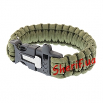 Survival bracelet 3 in 1 (paracord, steel, whistle) Olive