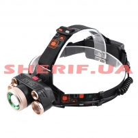 Flashlight on the forehead Police RJ-5200-T6 + 4XPE, 2х18650, charger 220V/12V
