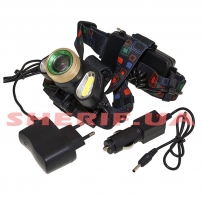 Фонарь на лоб Police RJ-5300-T6+2COB, 2х18650, ЗУ 220V/12V-8