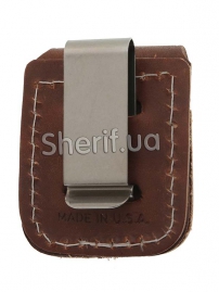 Чехол Zippo коричневый с клипсой LPCB-3
