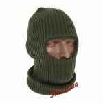Fez mask (knitted, ribbed) Olive