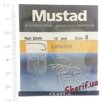 Крючки Mustad № 8 Ref.204N Limerick