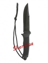 Ніж MIL-TEC KAMPFMESSER MIT GUMMIGRIFF Black, 15358002