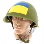 Helmet with the Ukrainian flag