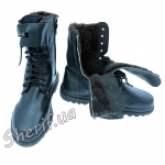 Boots 'Legion' leather, dark sheepskin fur, with a zipper