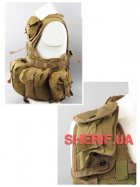 Жилет тактич. MIL-TEC модульная система (8 карм.) Coyote-5