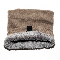 Зимовий баф в'язаний із хутром Khaki