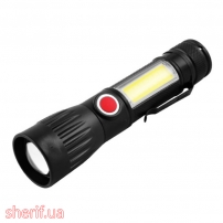 Lantern BL-645S-XPE+COB, mircoUSB charger, built-in battery, zoom, clip