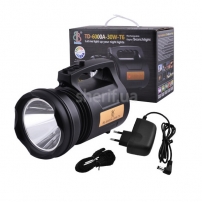 Portable flashlight TD-6000A-30W-T6, charger 220V, built-in battery