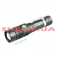 Flashlight Police BL-8518-T6, 1x18650, micro USB memory, zoom