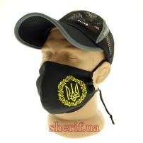 Reusable mask Black model 1.15 (trident with monogram 6 cm)