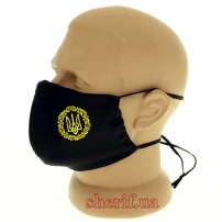 Reusable mask Black model 1.24 (trident with monogram 4 cm) with nose clip